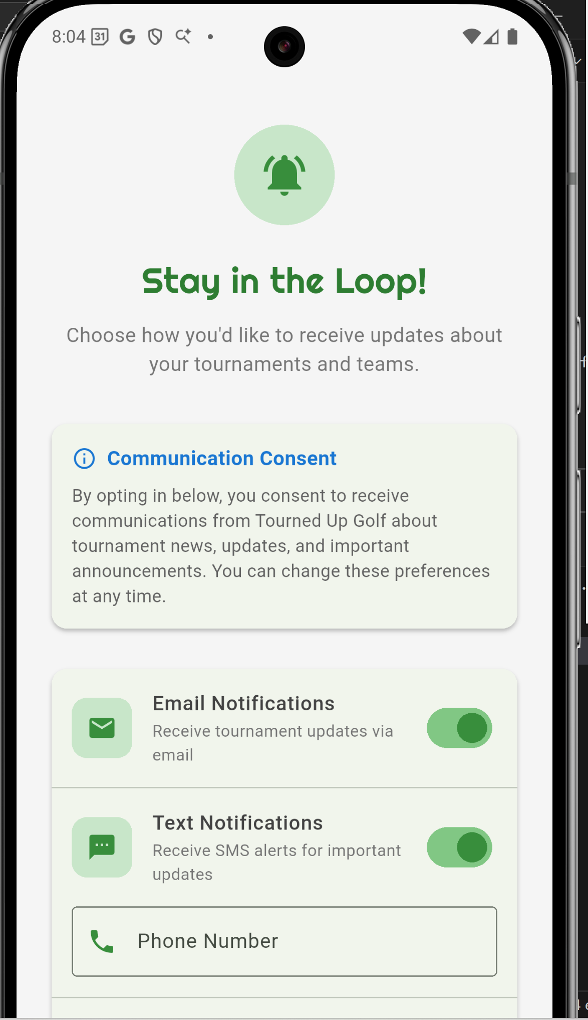 In-App Consent Screen